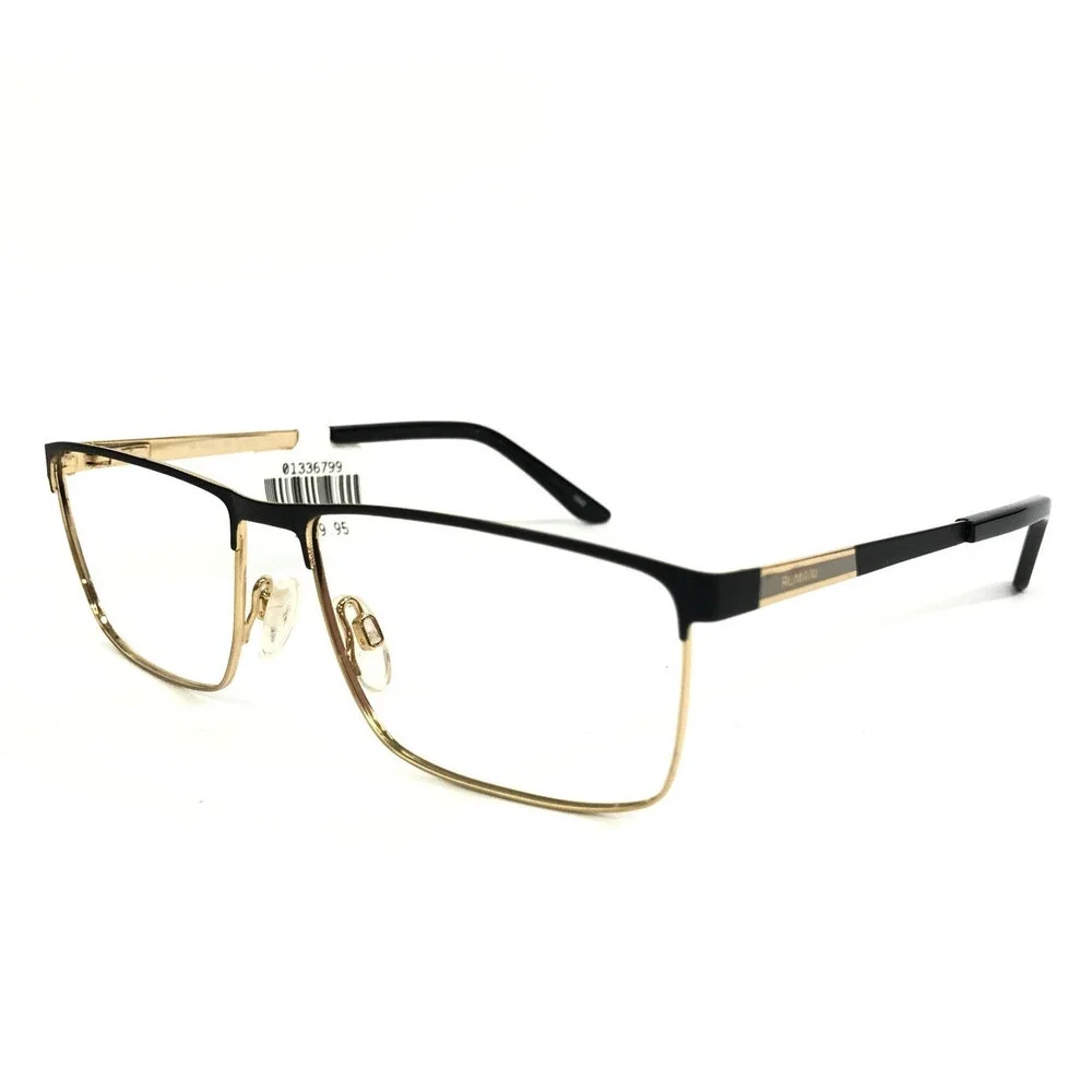Alberto Romani Eyeglasses Frames AR8000 BK Black Gold Rectangle 57-15-140